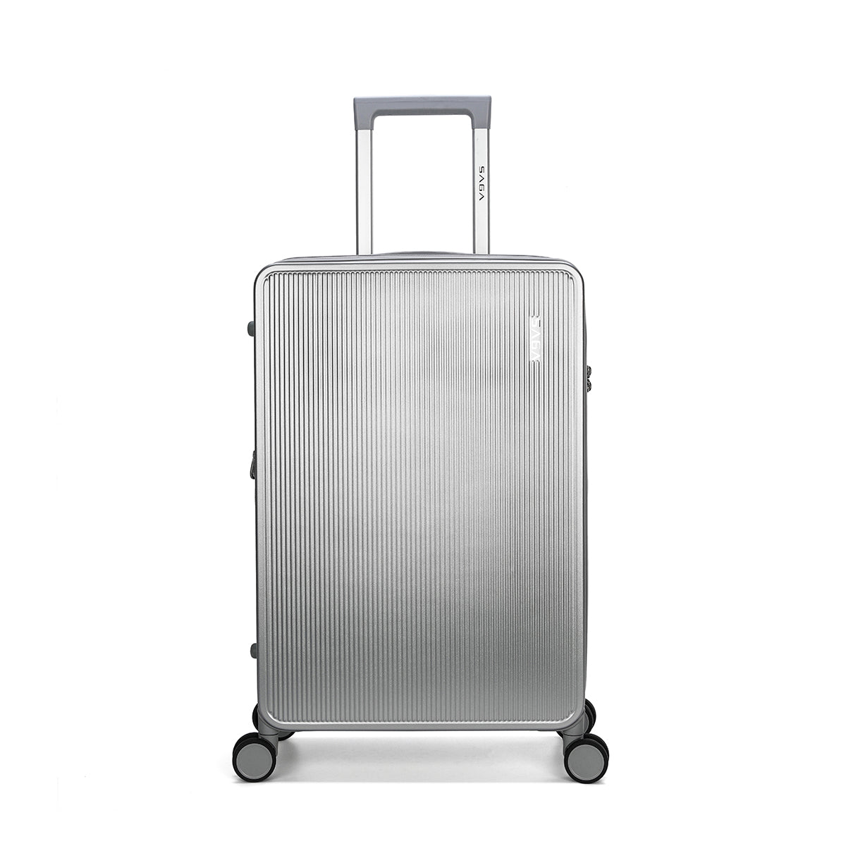 Luxurious polycarbonate travel bags, silver color, different sizes