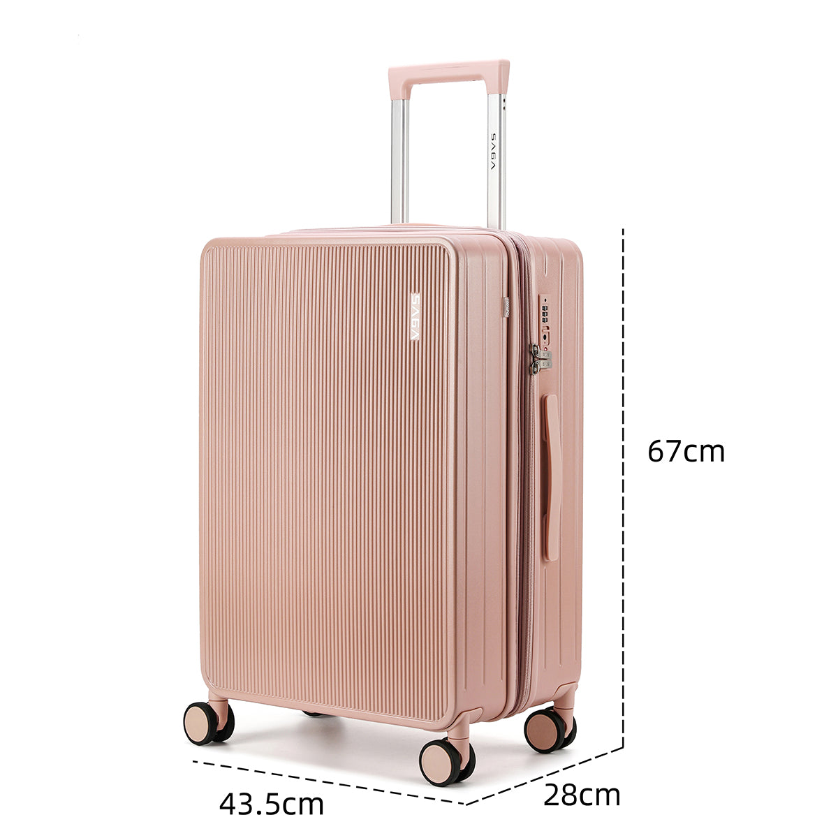 Luxurious polycarbonate pink travel bags, different sizes