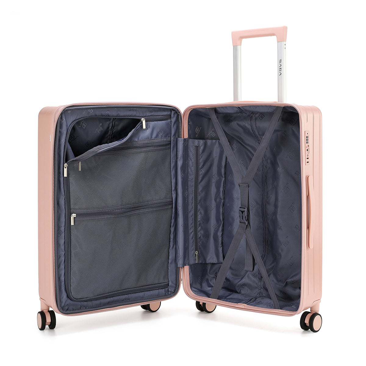 Luxurious polycarbonate pink travel bags, different sizes