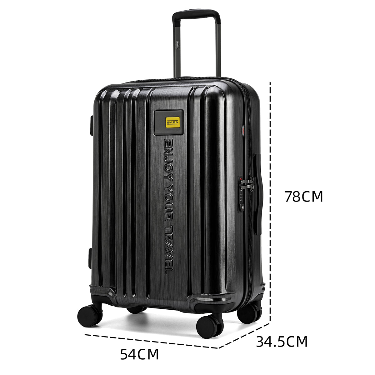 Polycarbonate travel bags, bold design, several sizes, black color