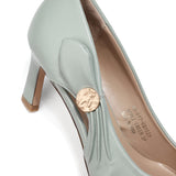Heels with a simple and elegant design, light green color, several sizes