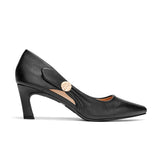 Heels with a simple and elegant design, black color, several sizes