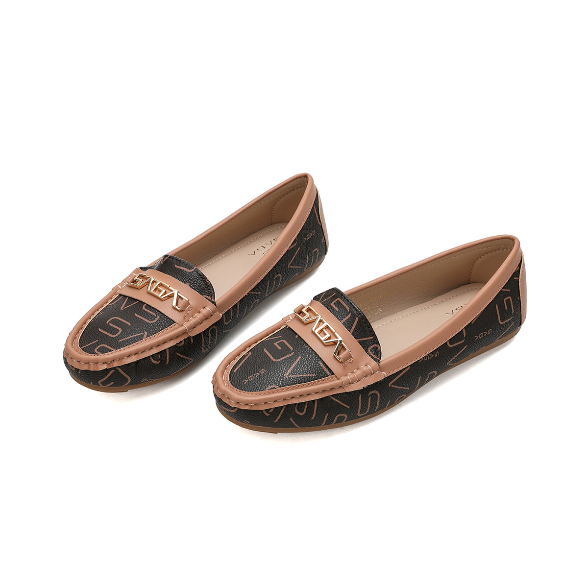 Comfortable, light and elegant shoes from Saga made of microfiber in coffee color