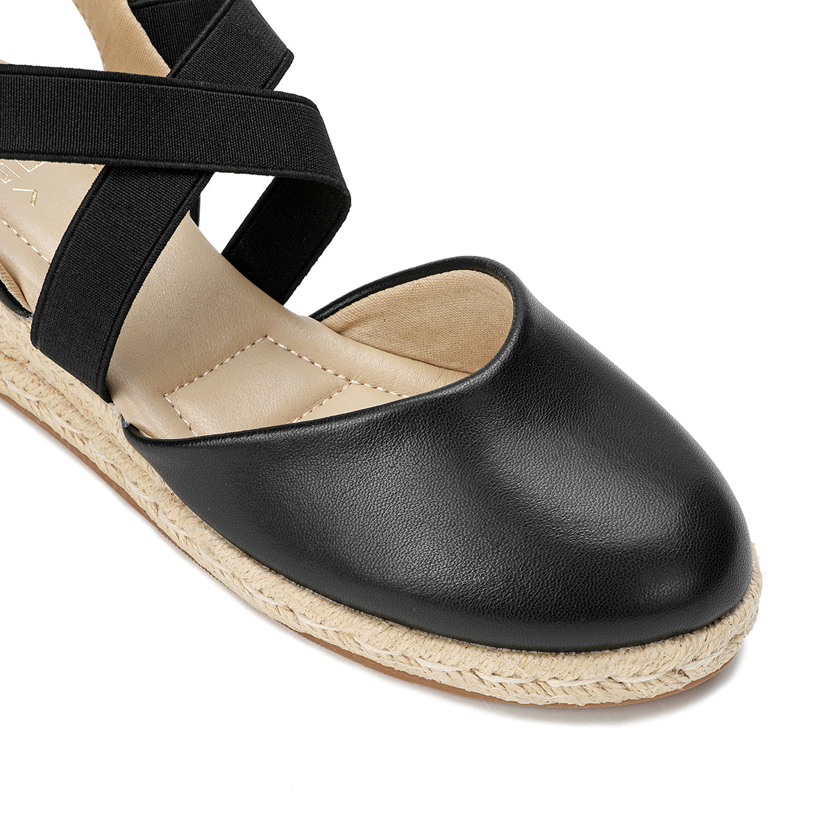 حذاء صندل من الميكروفايبر الفاخر 100% لون أسود
