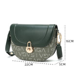 Women's bag with a distinctive design, green color, width 22 cm