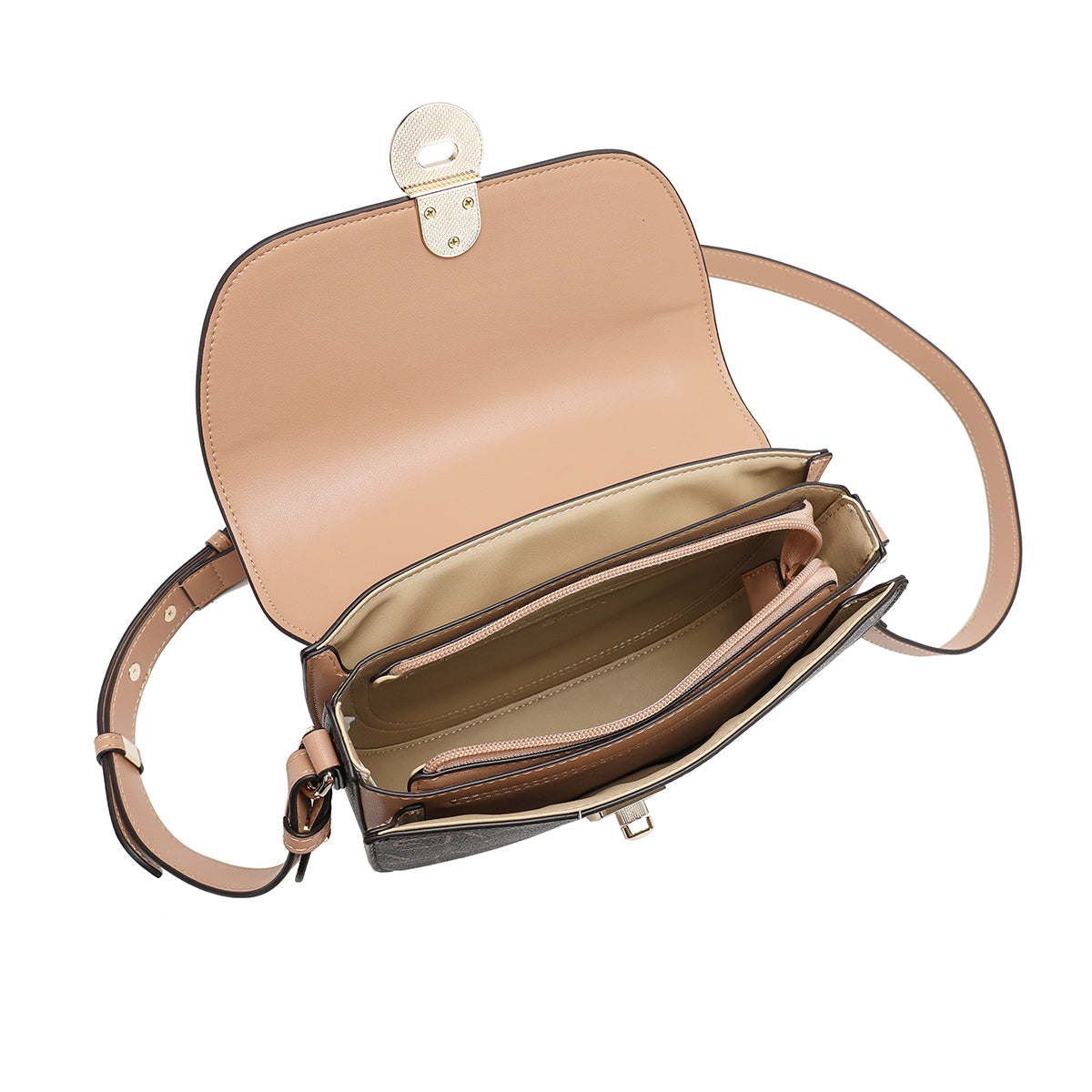 A distinctive and practical shoulder bag, 22 cm wide, in luxurious coffee brown