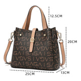 Luxury women's handbag with a monogram print, brown color and 25 cm wide