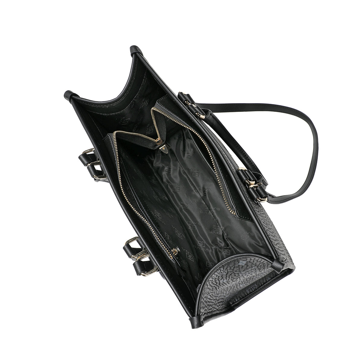 A spacious luxury leather bag with a wonderful design, 36 cm wide, black colour