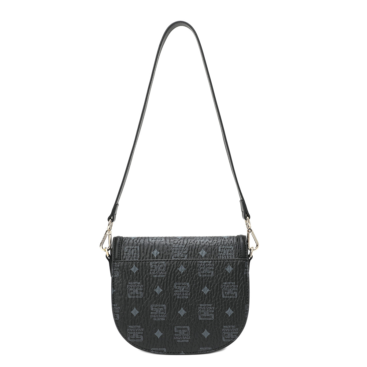 Luxurious and practical bag with an elegant golden lock, black color