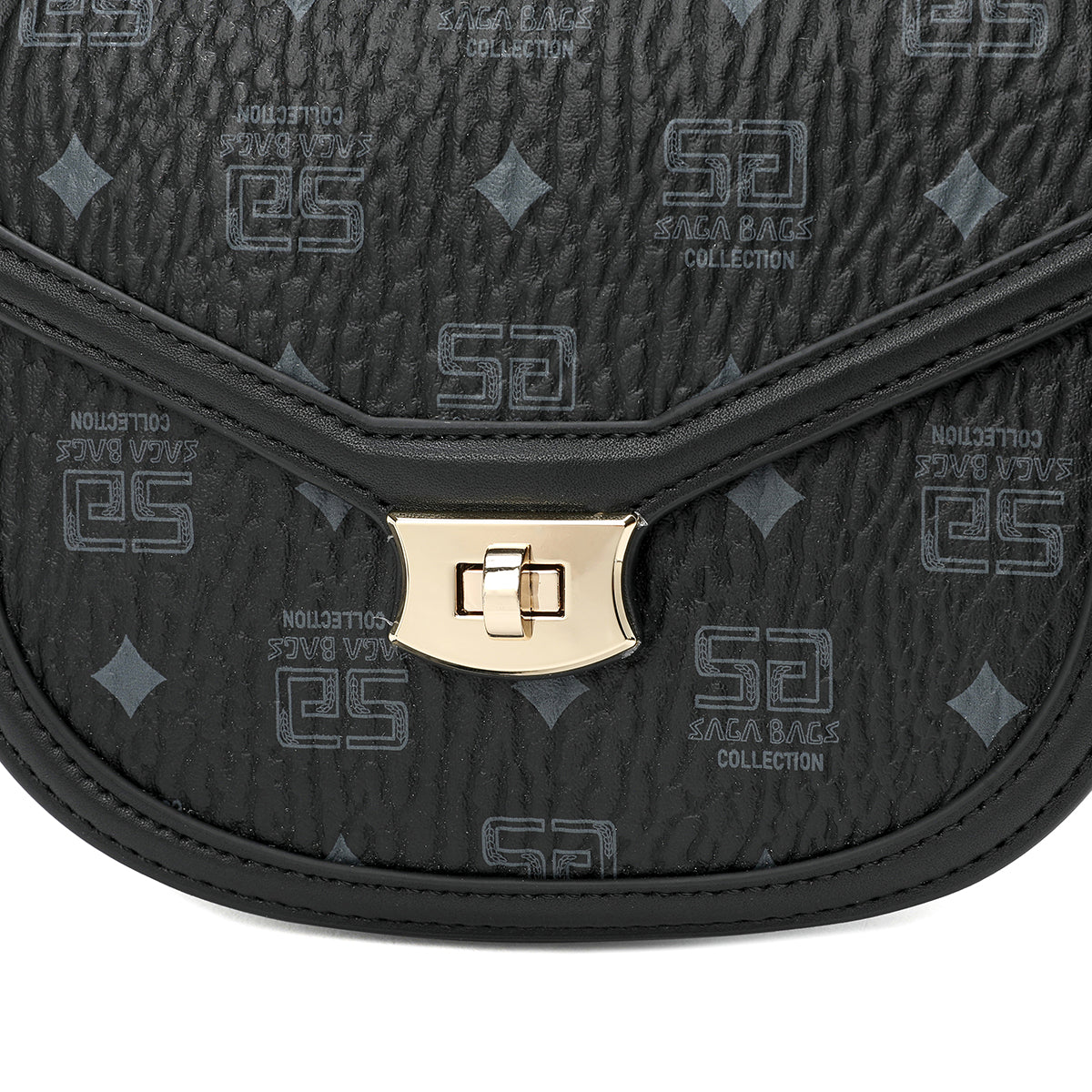 Luxurious and practical bag with an elegant golden lock, black color