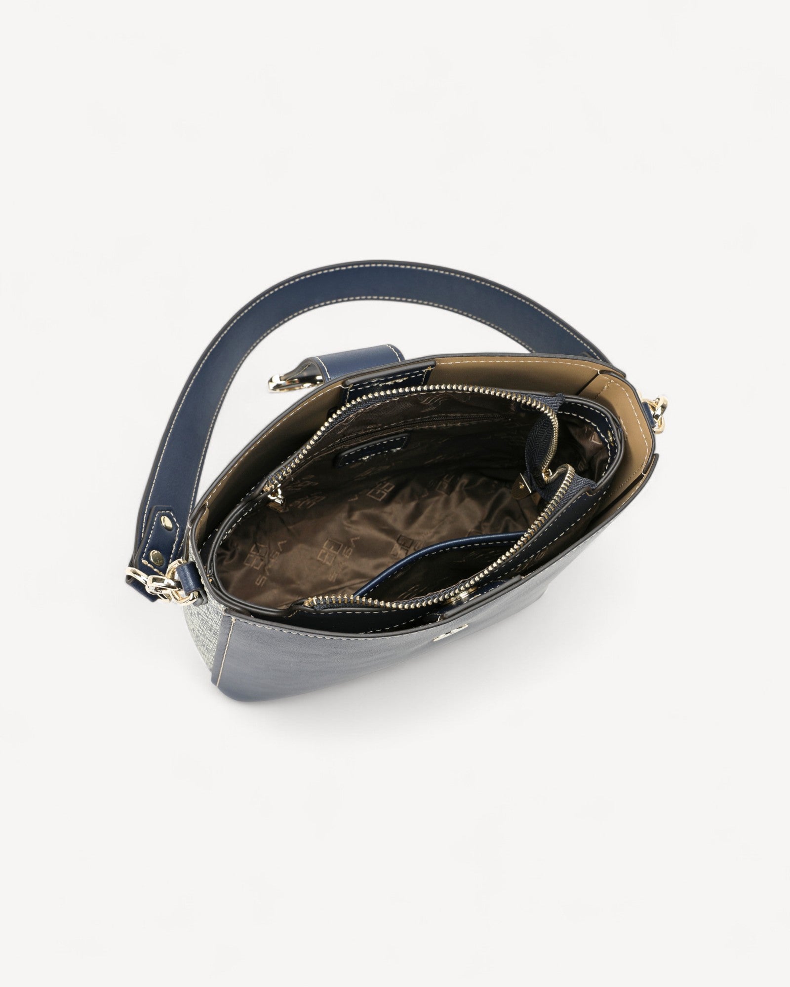 شنطة كتف مع حمالتين لون كحلي - 4