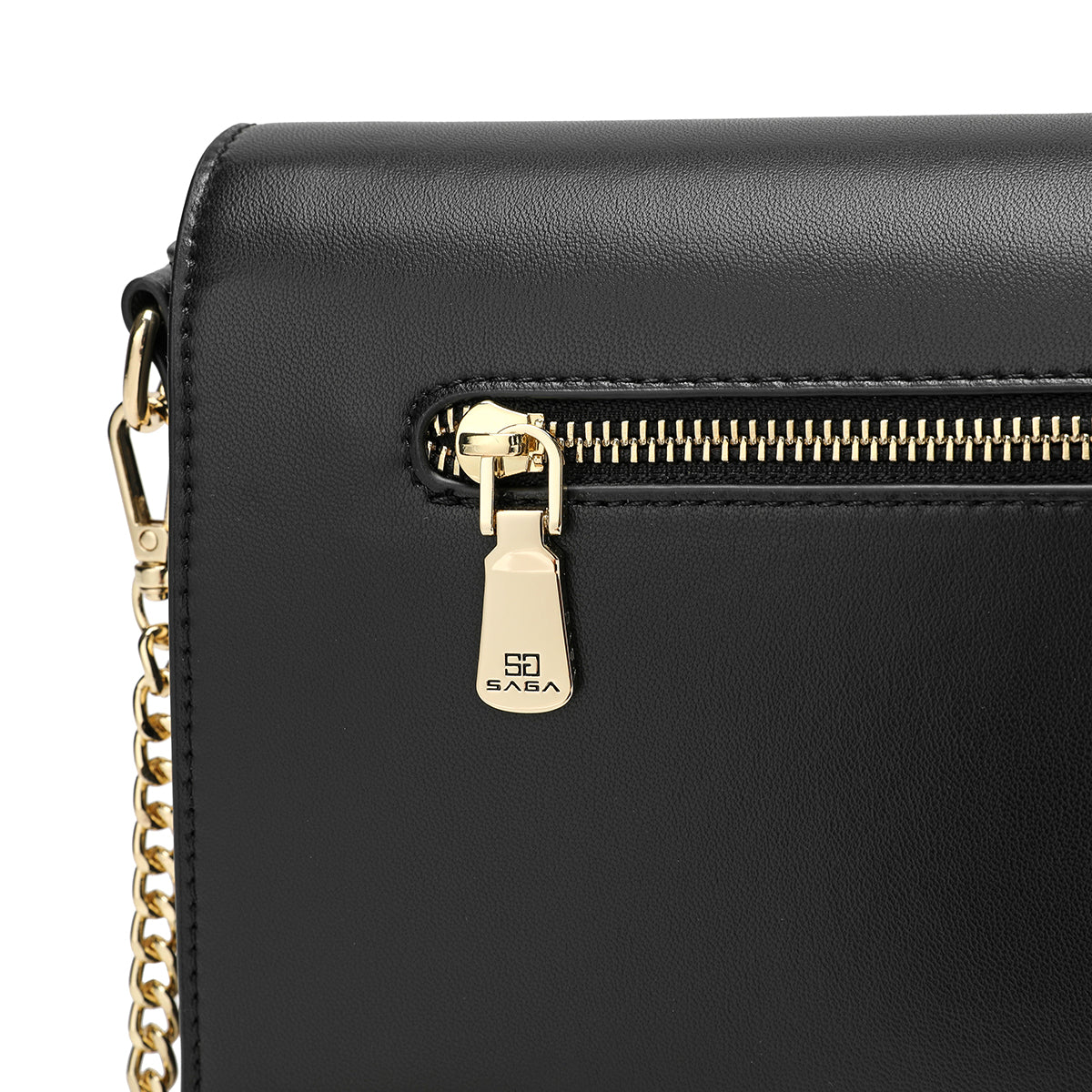 A luxurious handbag made of 100% microfiber, width 23 cm, black color