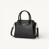 Satchel bag with adjustable strap, black color 