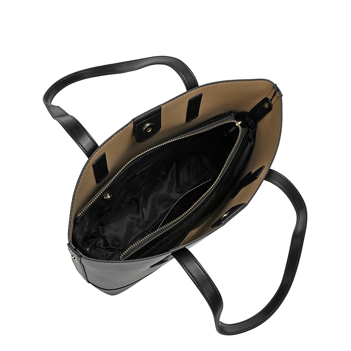 Luxury bag made of 100% microfiber leather, width 35 cm, black color