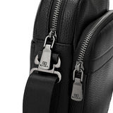 Luxury men's hand and shoulder bags made of 100% genuine leather, black color