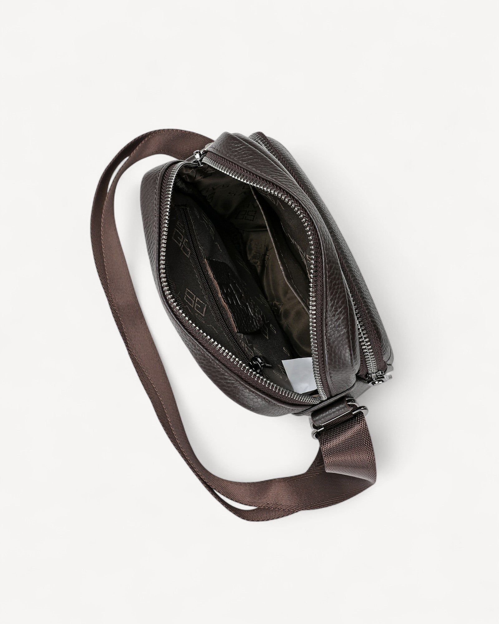 شنطة خصر جلد طبيعي بحامل لون بني - 4