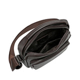 Men's practical hand and shoulder bag made of 100% natural leather, brown colour