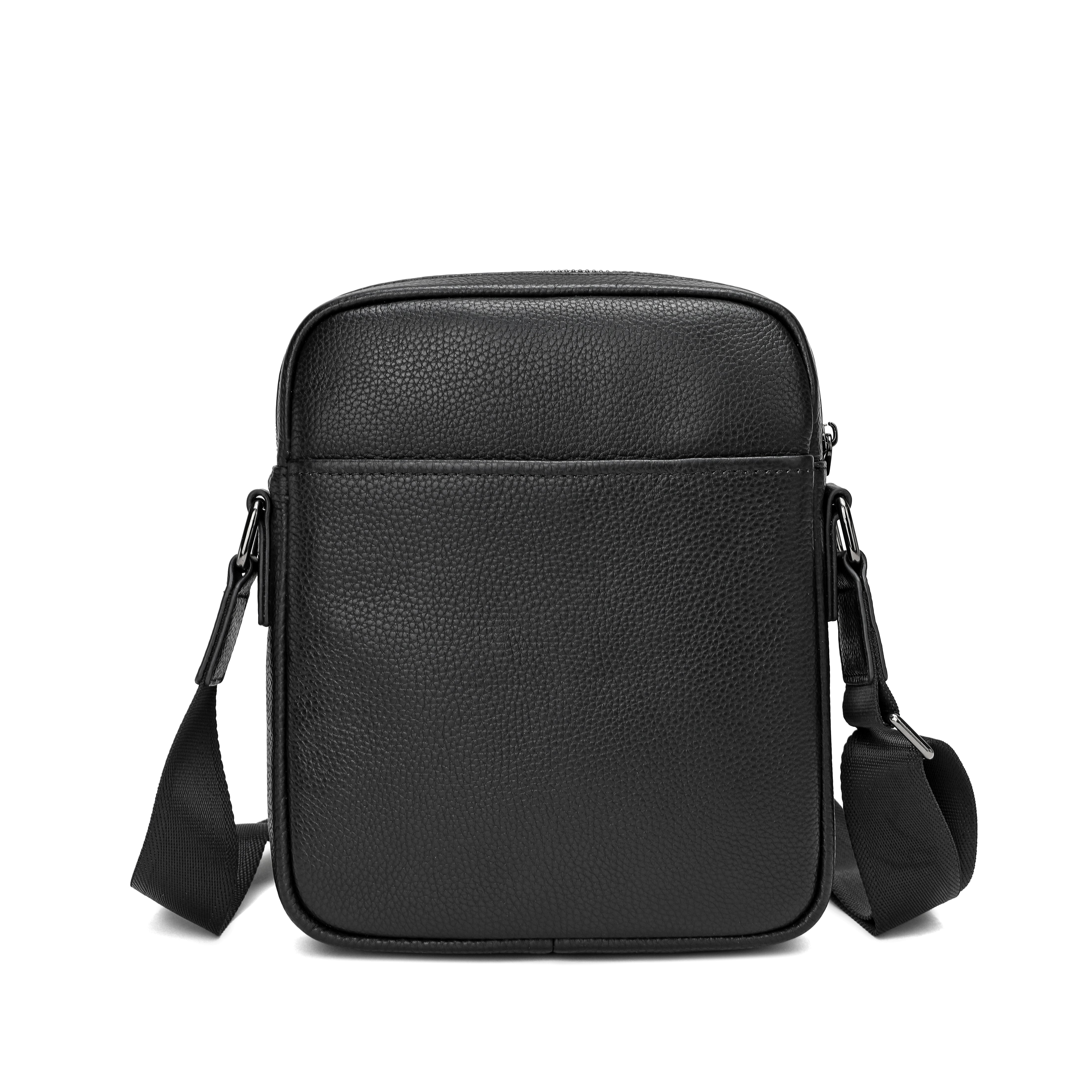 A modern men's hand and shoulder bag, 100% genuine leather, black and brown