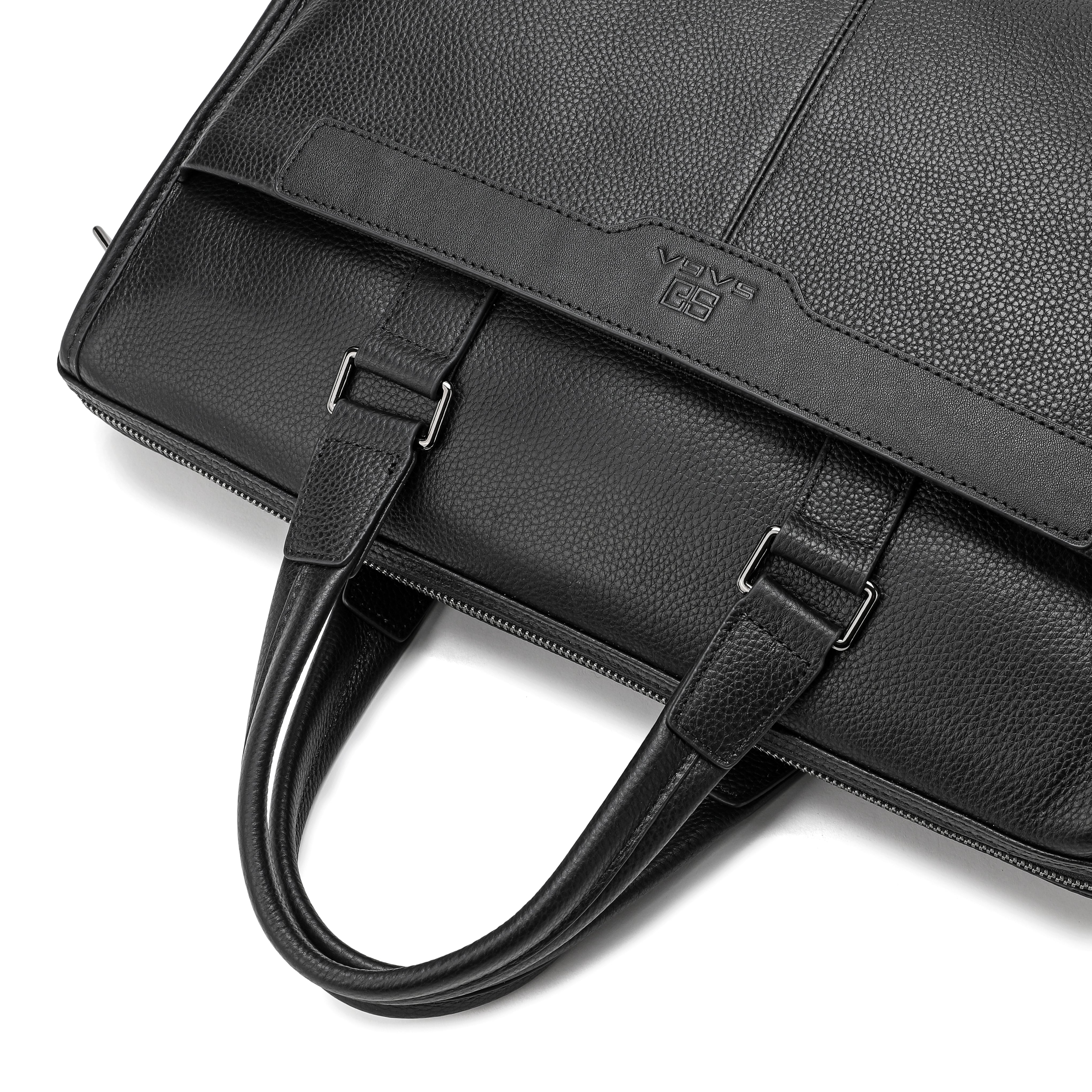 100% genuine leather laptop bag, high quality, black color