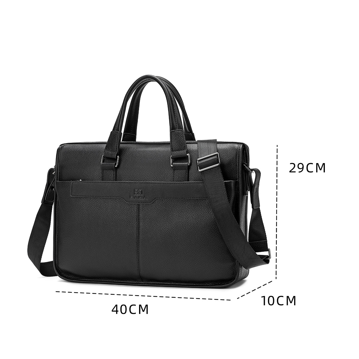 100% genuine leather laptop bag, high quality, black color