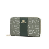 Elegant women's wallet with a modern design made of microfiber, green color