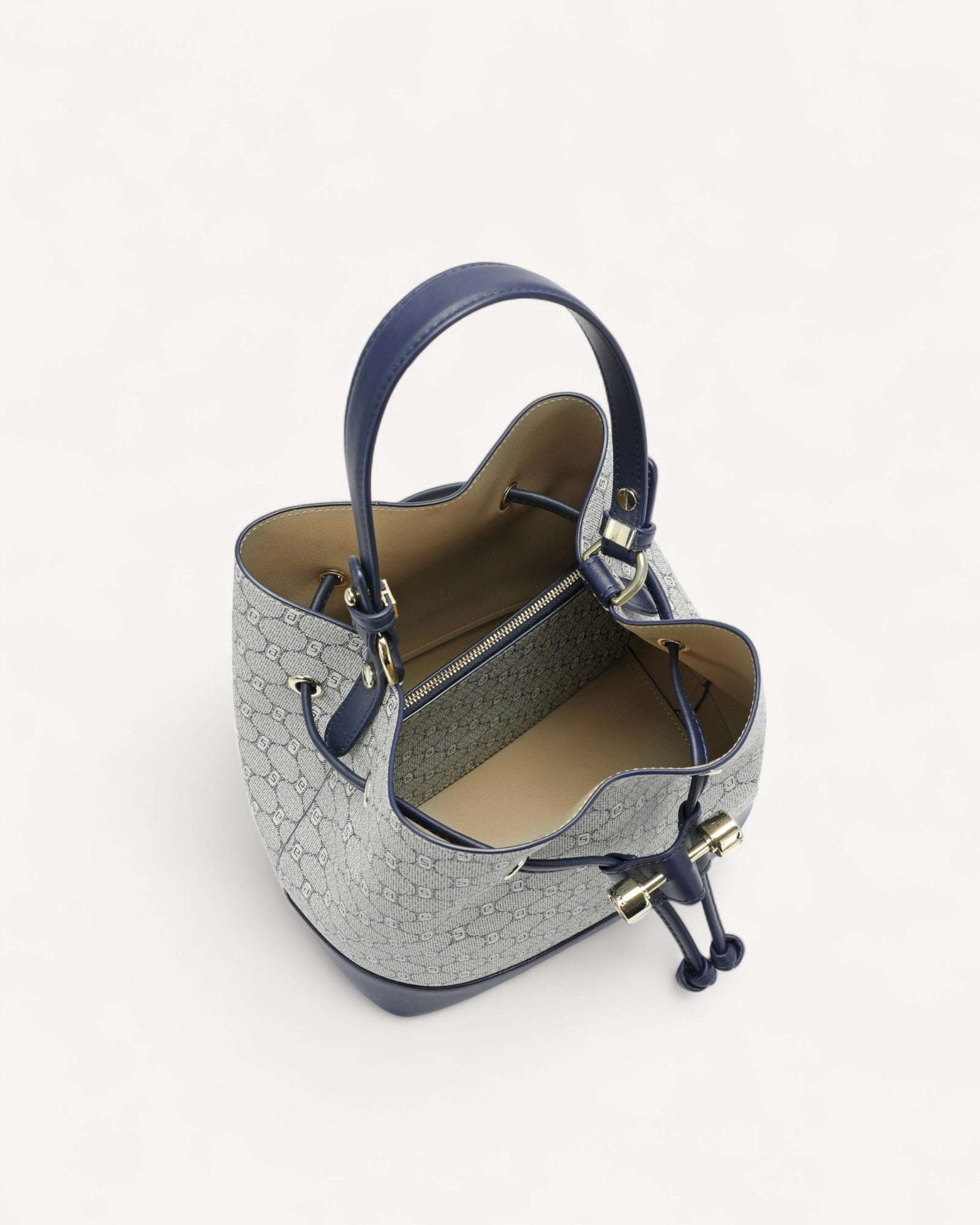 شنطة باكيت مونوغرام مع محفظة لون كحلي - 4