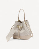 شنطة باكيت مونوغرام مع محفظة لون بيج - 1