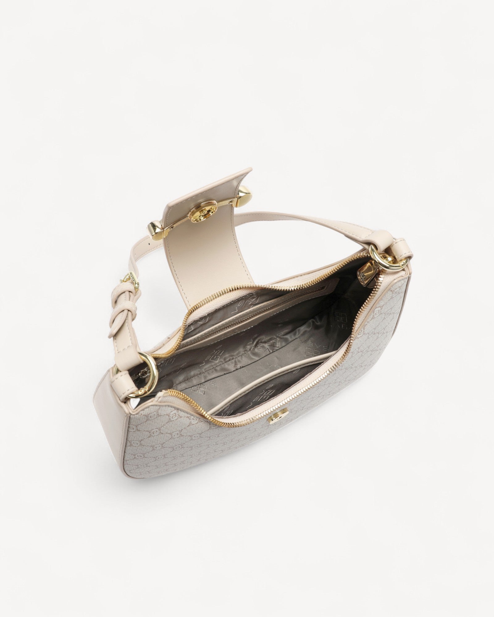 شنطة كتف هاف مون بحامل لون بيج - 4