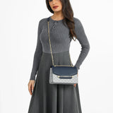 شنطة كتف وحزام كتف بسلسلة لون كحلي - 9