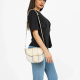 شنطة كروس بدي نصف دائرية لون بيج - 8