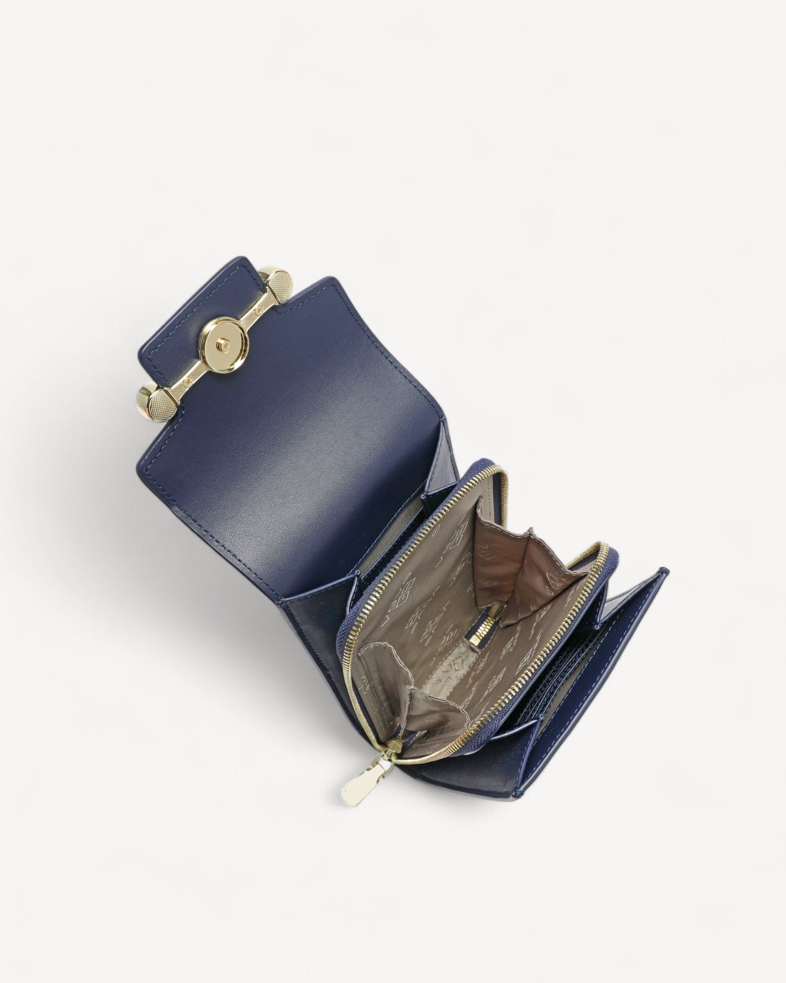 شنطة كروس بدي صغيرة بحزام ذهبي لون كحلي - 4