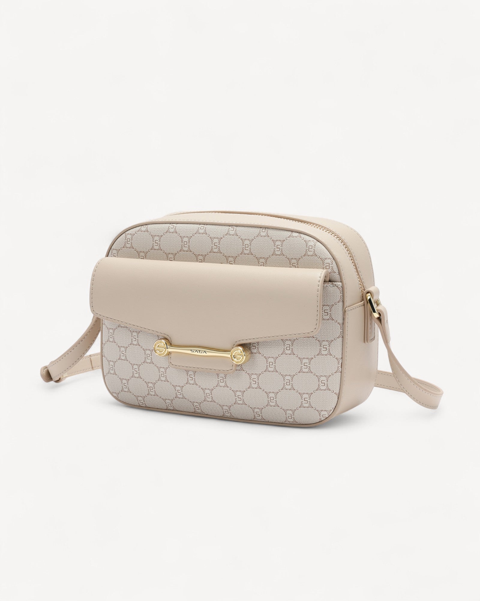 Luxury bag in elegant beige color with a modern classic design