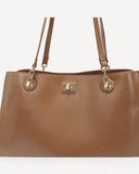 شنطة كتف كلاسيكة بحامل مزدوج لون بني - 3