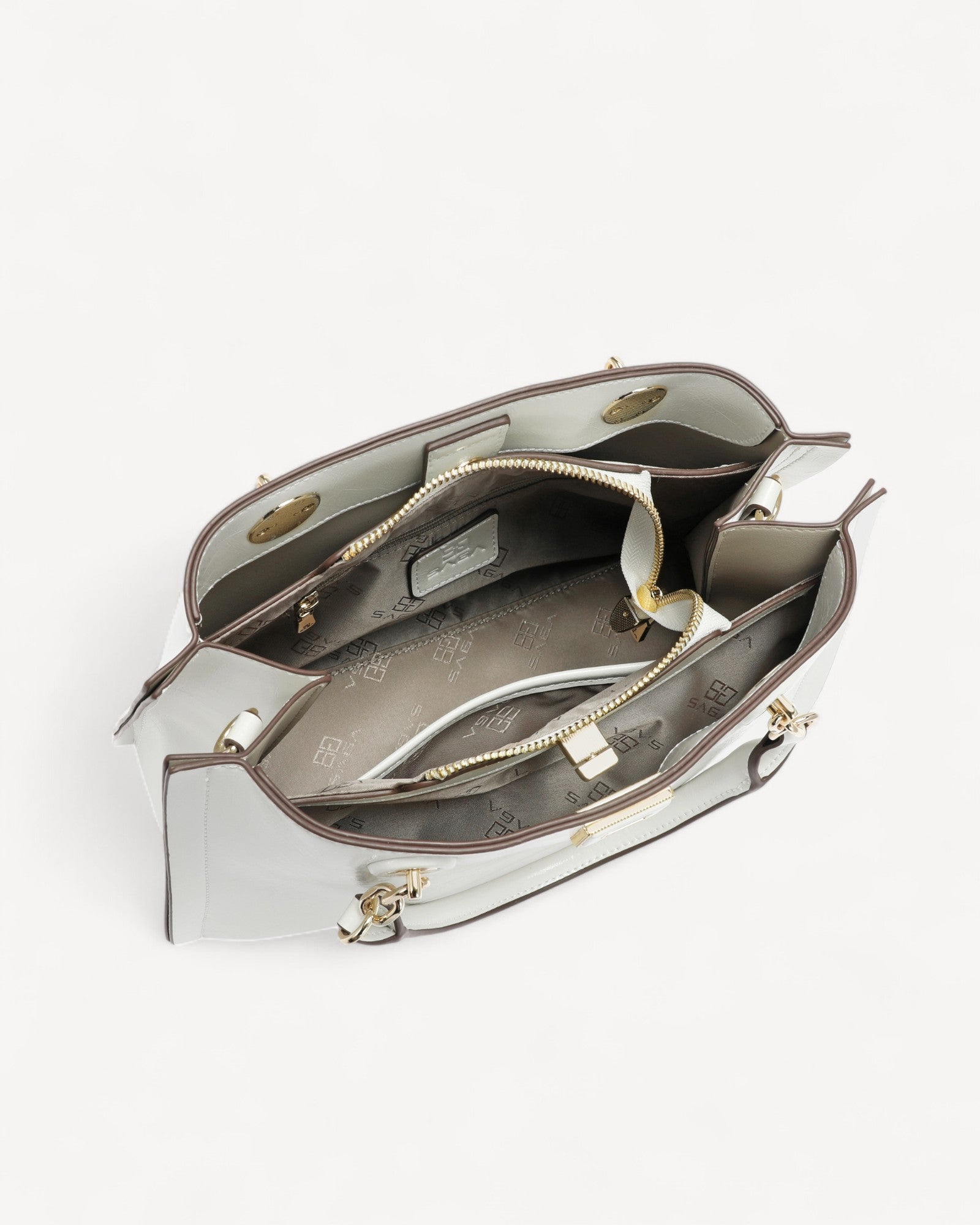 شنطة جلد ناعم بمقبض وحمالة كتف لون ابيض - 4