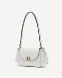 شنطة كتف جلد ناعم بحزام قابل للتعديل لون ابيض - 1