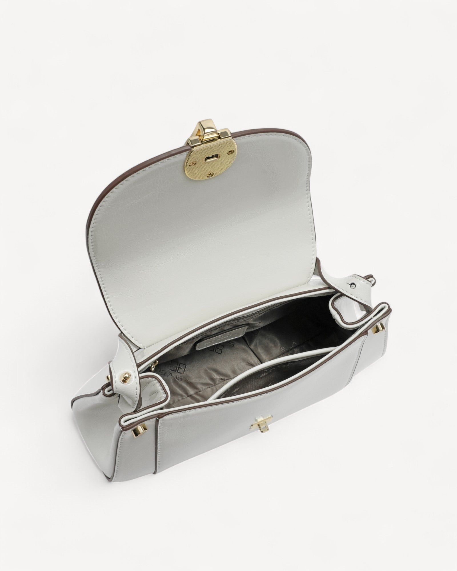 شنطة كتف جلد ناعم بحزام قابل للتعديل لون ابيض - 4