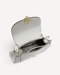 Practical handbag and shoulder bag - elegant design in a luxurious creamy white color with gold accessories