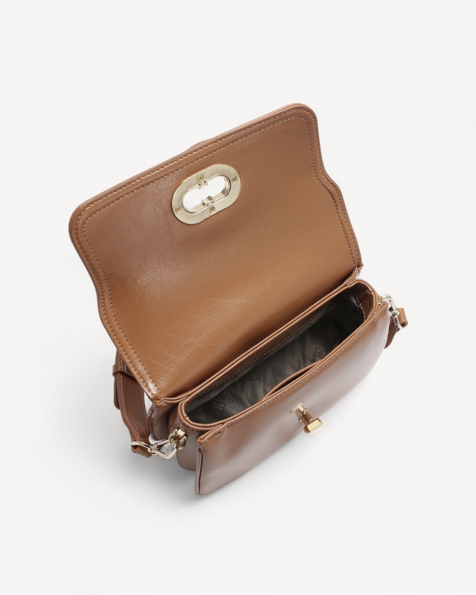 شنطة كروس بدي جلد طبيعي بحامل لون بني - 4