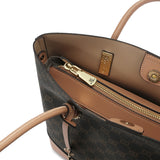 شنطة كتف حجم واسع جلد بي في سي ومايكروفايبر طبيعي لون بني