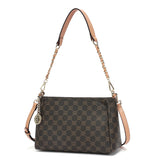 شنطة كتف متوسطه الحجم جلد بي في سي ومايكروفايبر طبيعي لون بني