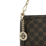 شنطة كتف متوسطه الحجم جلد بي في سي ومايكروفايبر طبيعي لون بني