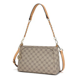 شنطة كتف متوسطه الحجم جلد بي في سي ومايكروفايبر طبيعي لون بيج