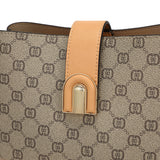 شنطة كتف صغيرة من جلد البي في سي والمايكروفايبر الطبيعي والفاخر  لون بيج