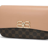 شنطة كتف صغيرة الحجم مصنوعة من جلد البي في سي والمايكروفايبر الطبيعي والفخم لون بني