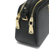 Elegant women's shoulder bag in black with a top zipper