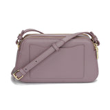 Elegant women's shoulder bag in mauve with top zipper