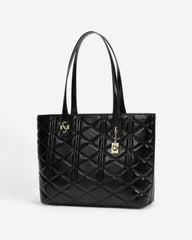 Black luxury leather wide handbag and shoulder bag - lasting luxury and elegance