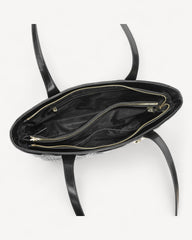 Black luxury leather wide handbag and shoulder bag - lasting luxury and elegance