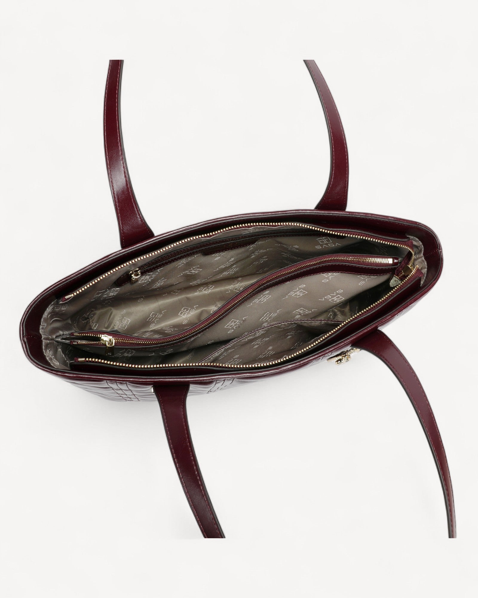 شنطة توت كبيرة جلد طبيعي لون عنابي - 4