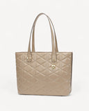 شنطة توت كبيرة جلد طبيعي لون بيج - 1